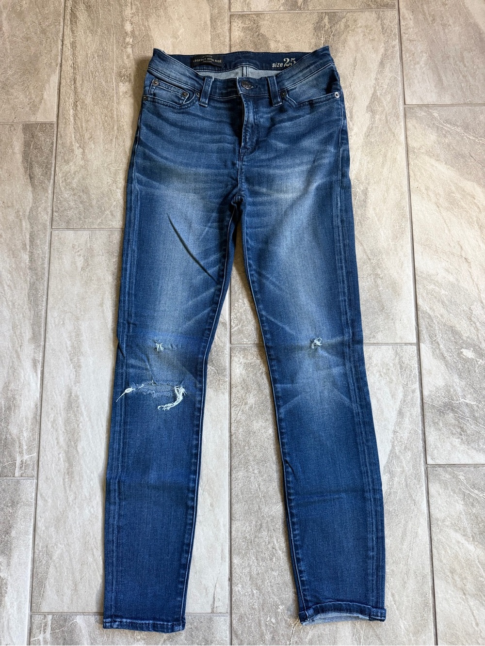 J. Crew Women's Dark Blue Skinny Jeans with Subtle Distress